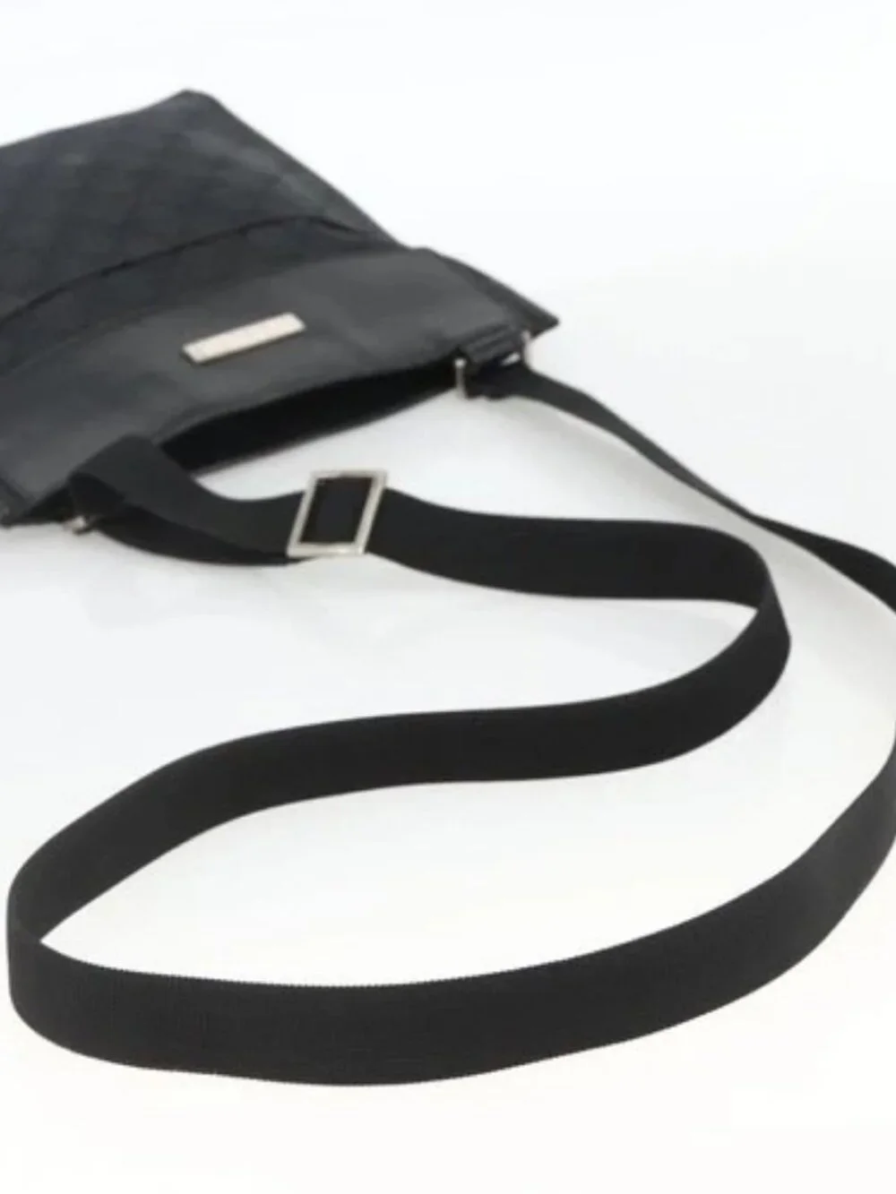 GUCCI GG Canvas Shoulder Bag Black Silver 019 0348 Auth ka3532
